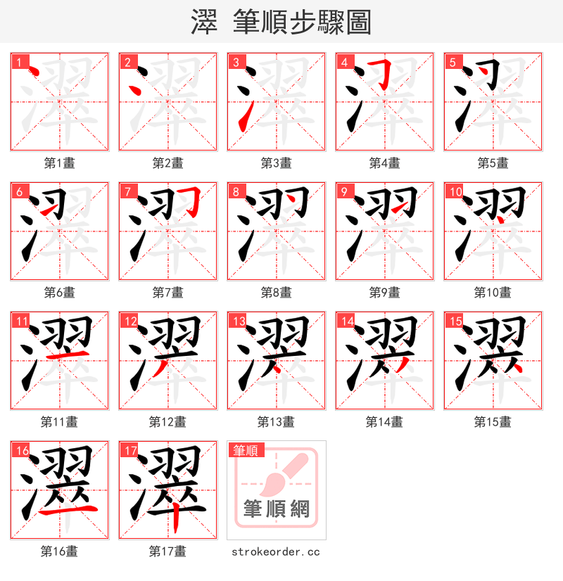 濢 的笔顺分步演示（一笔一画写字）