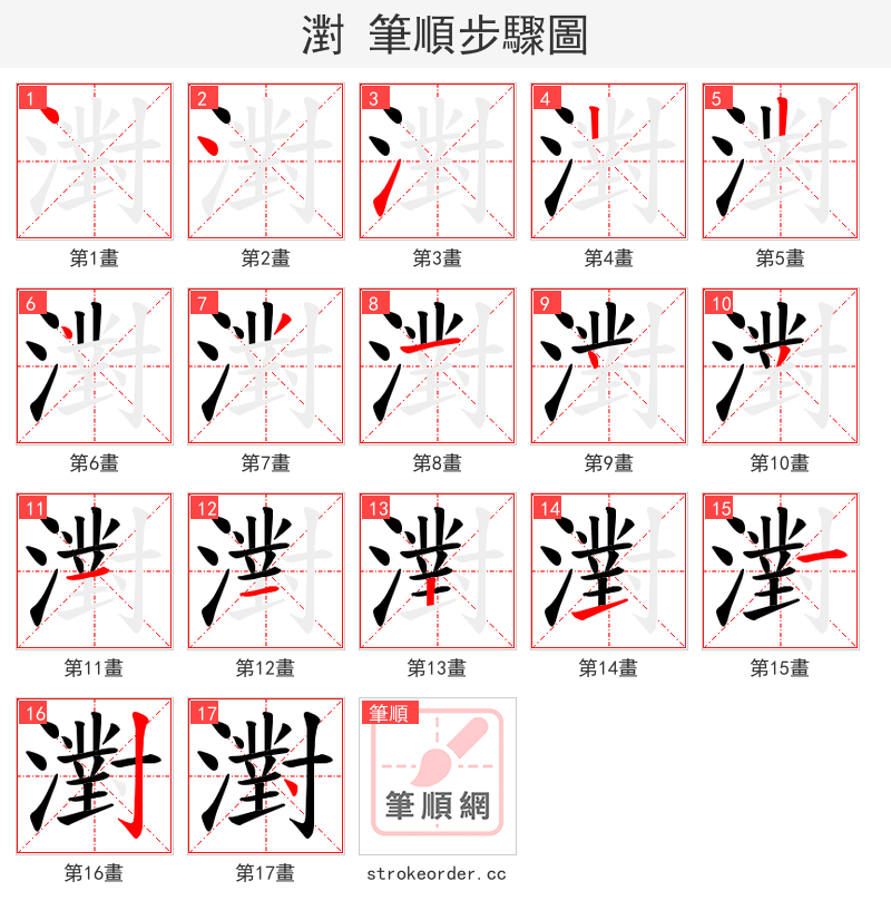 濧 的笔顺分步演示（一笔一画写字）