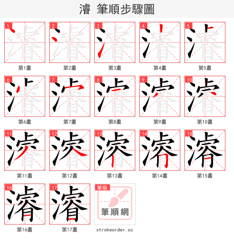濬 的笔顺分步演示（一笔一画写字）