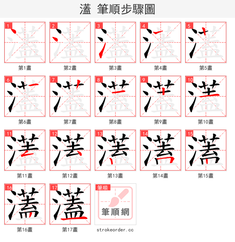 濭 的笔顺分步演示（一笔一画写字）