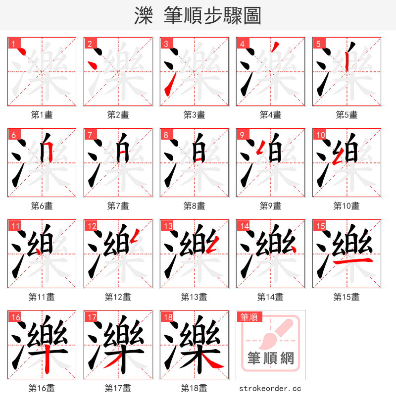 濼 的笔顺分步演示（一笔一画写字）