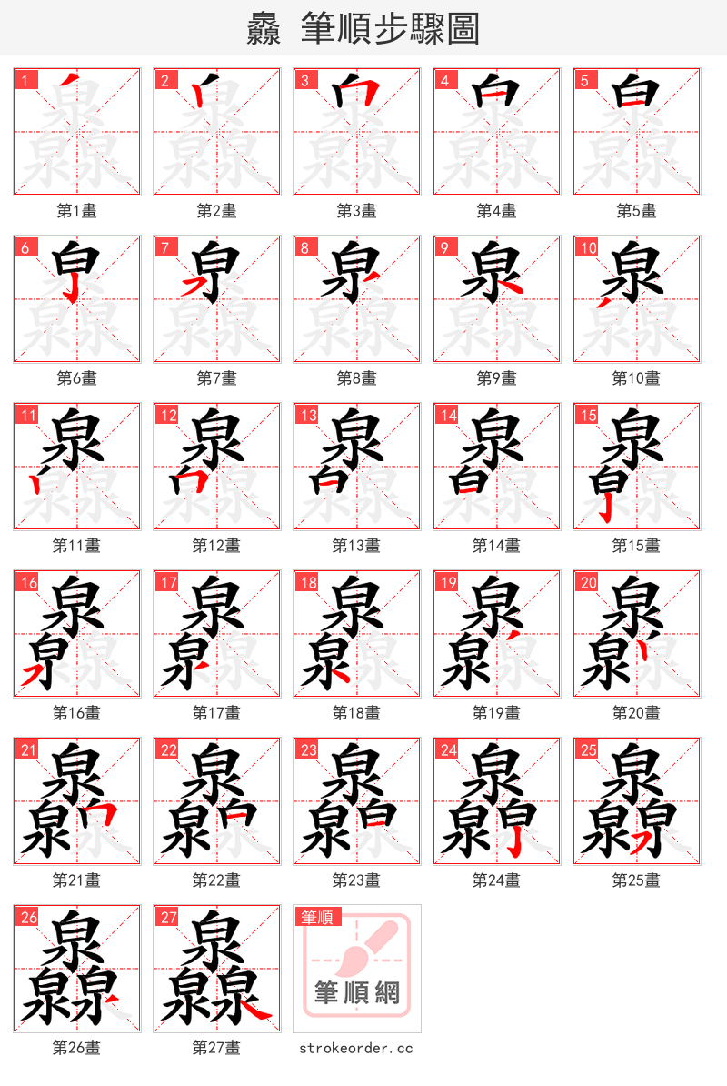 灥 的笔顺分步演示（一笔一画写字）