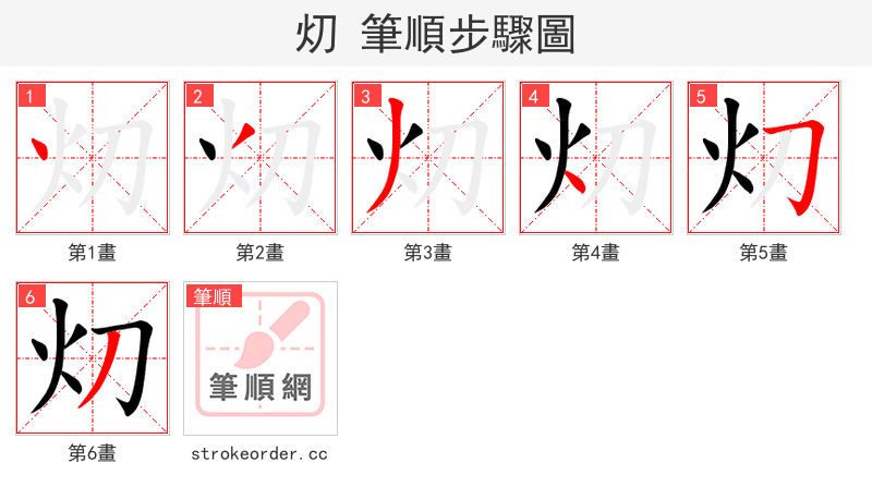 灱 的笔顺分步演示（一笔一画写字）