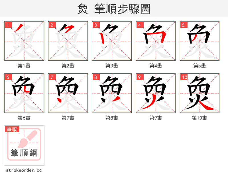 烉 的笔顺分步演示（一笔一画写字）