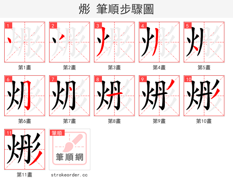烿 的笔顺分步演示（一笔一画写字）
