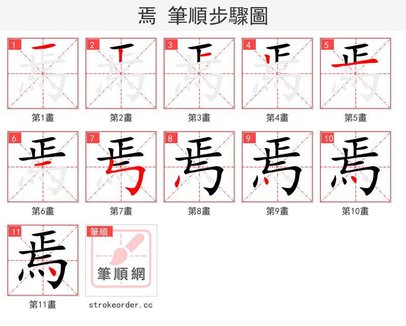 stroke order steps of 焉