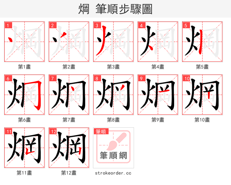 焵 的笔顺分步演示（一笔一画写字）