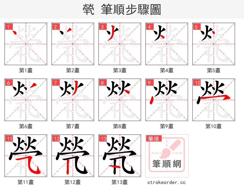 煢 的笔顺分步演示（一笔一画写字）