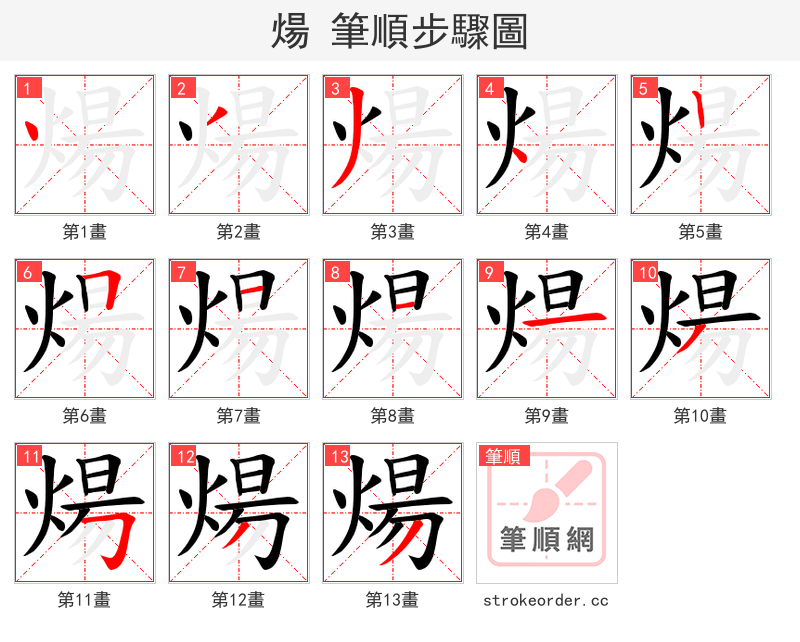 煬 的笔顺分步演示（一笔一画写字）