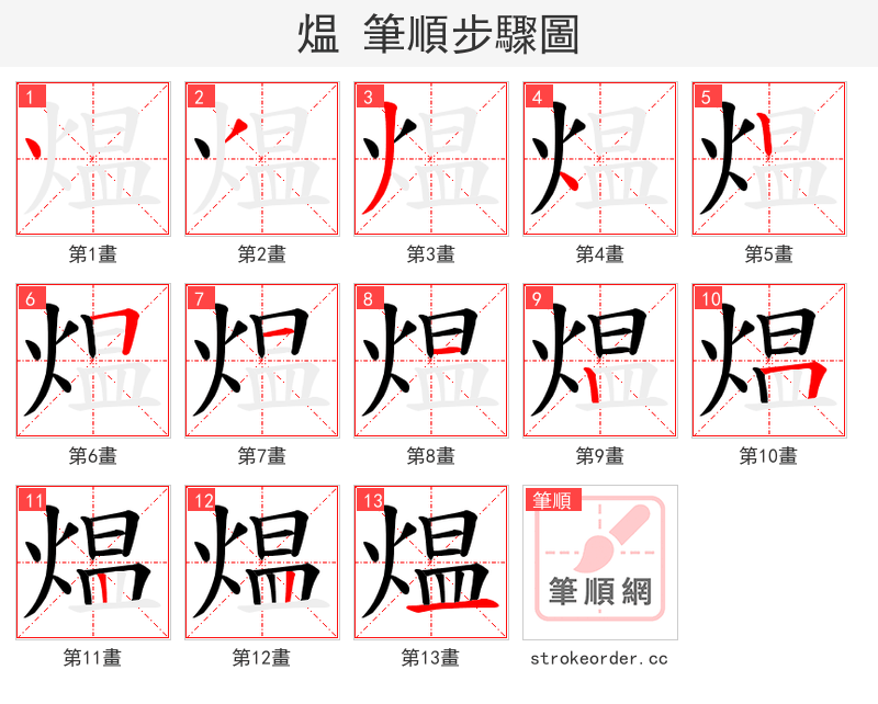 煴 的笔顺分步演示（一笔一画写字）