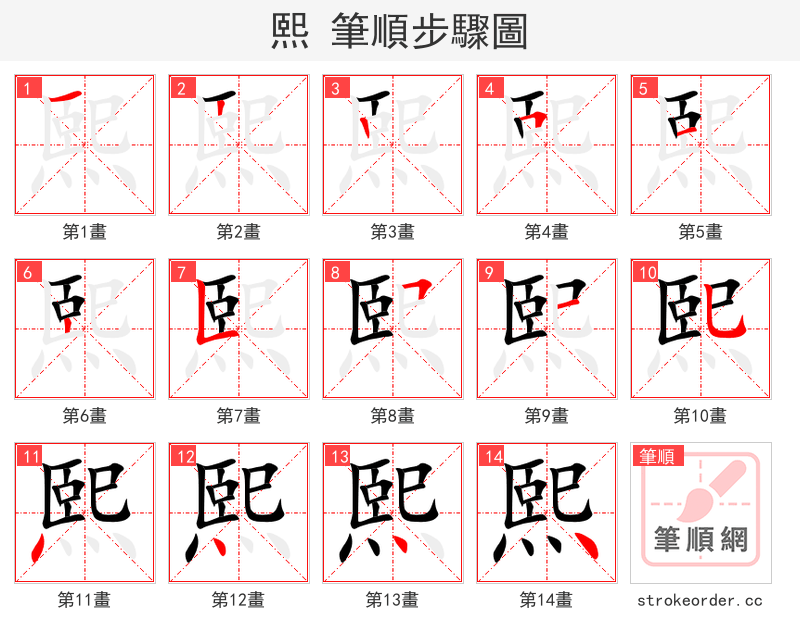 stroke order steps of 熙