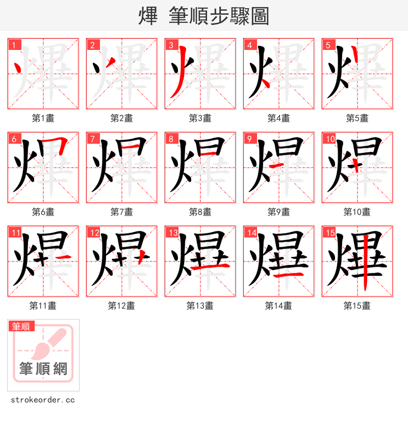 熚 的笔顺分步演示（一笔一画写字）
