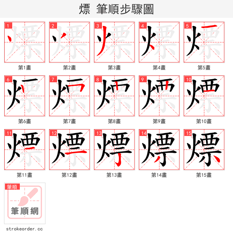 熛 的笔顺分步演示（一笔一画写字）