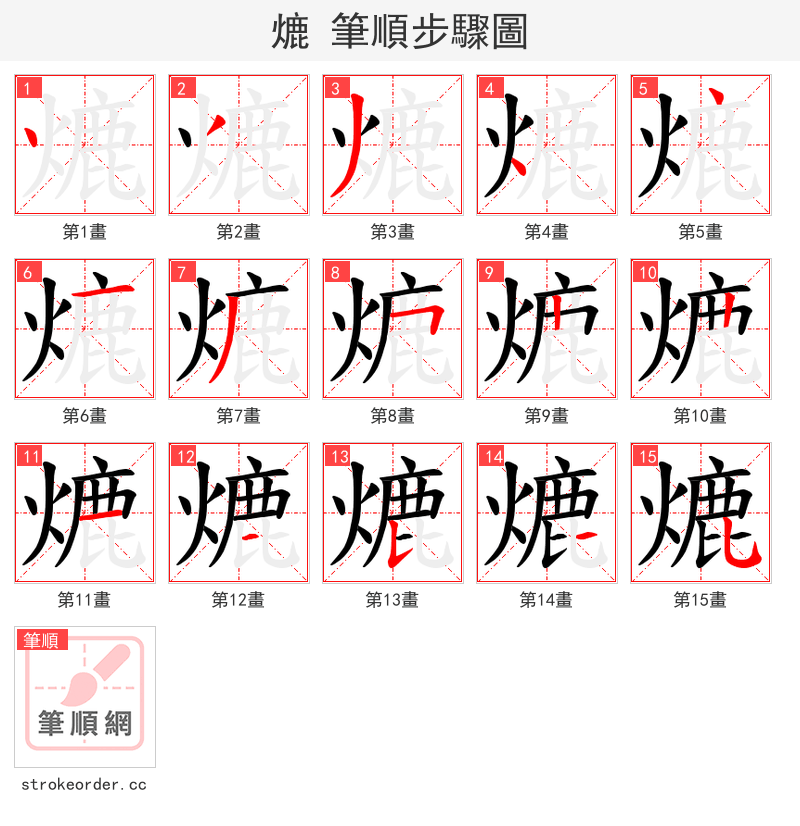 熝 的笔顺分步演示（一笔一画写字）