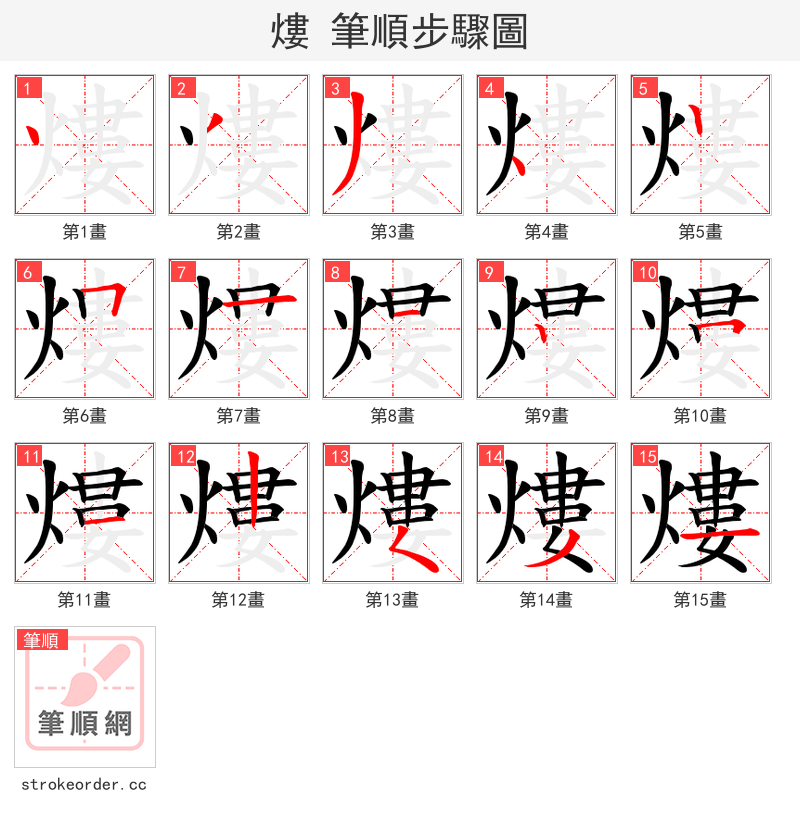 熡 的笔顺分步演示（一笔一画写字）