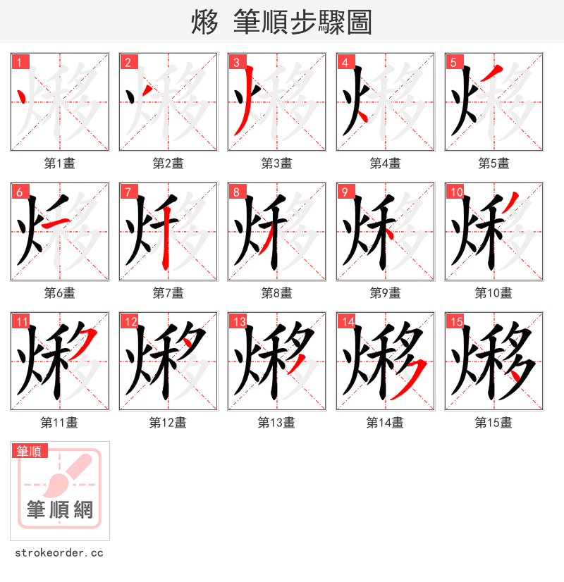 熪 的笔顺分步演示（一笔一画写字）