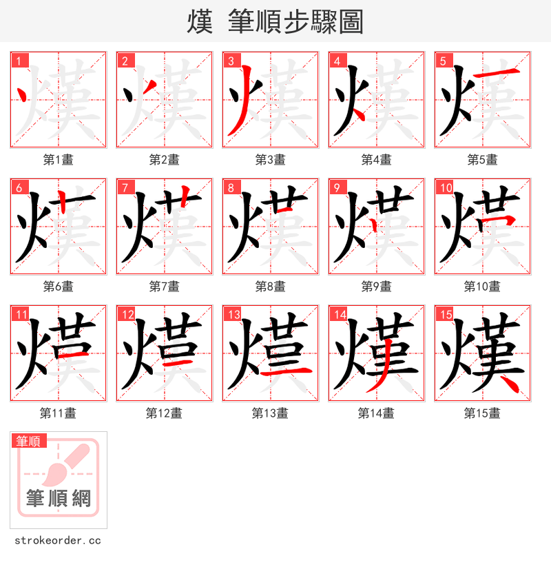 熯 的笔顺分步演示（一笔一画写字）