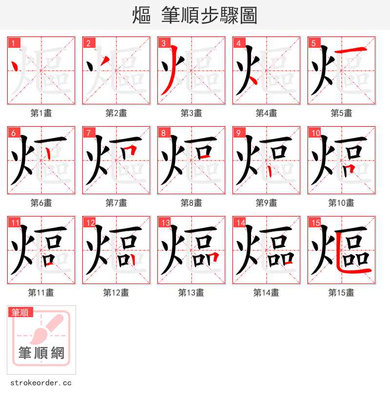 熰 的笔顺分步演示（一笔一画写字）