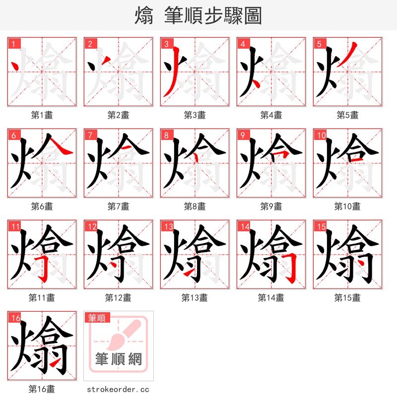 熻 的笔顺分步演示（一笔一画写字）