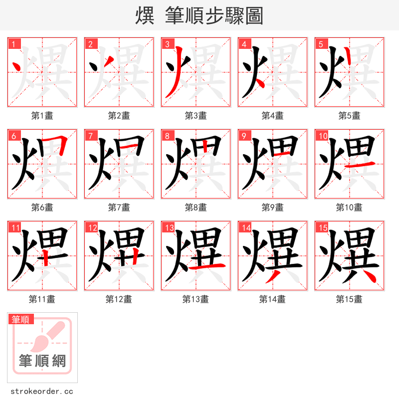 熼 的笔顺分步演示（一笔一画写字）