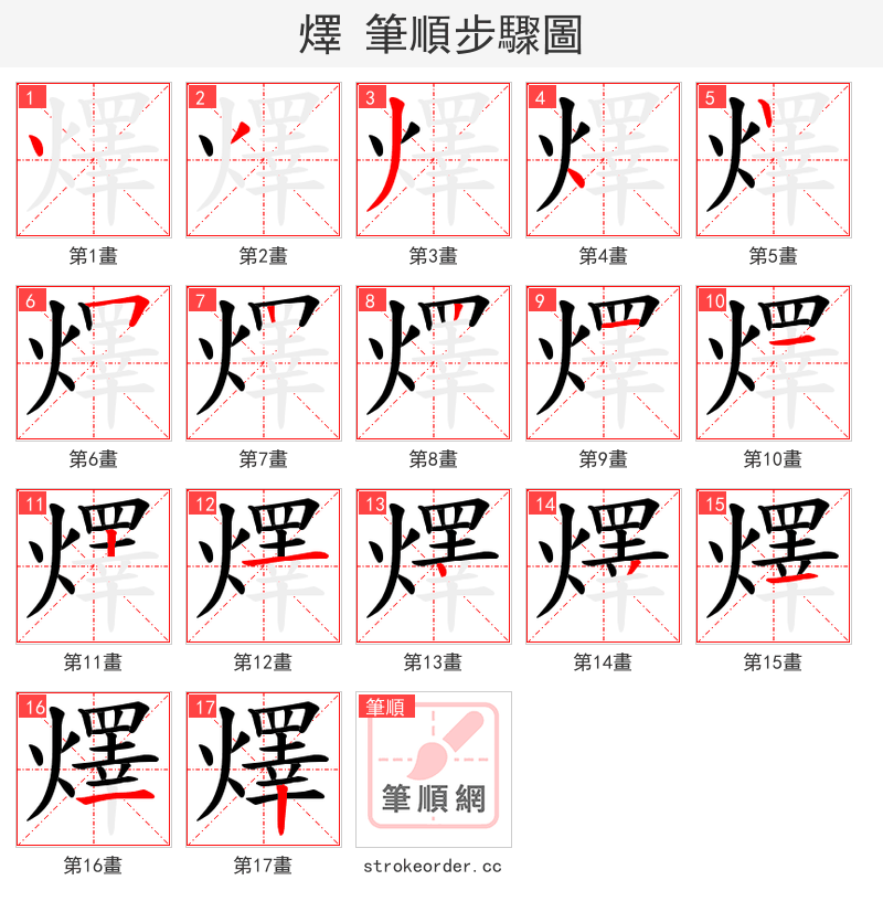 燡 的笔顺分步演示（一笔一画写字）