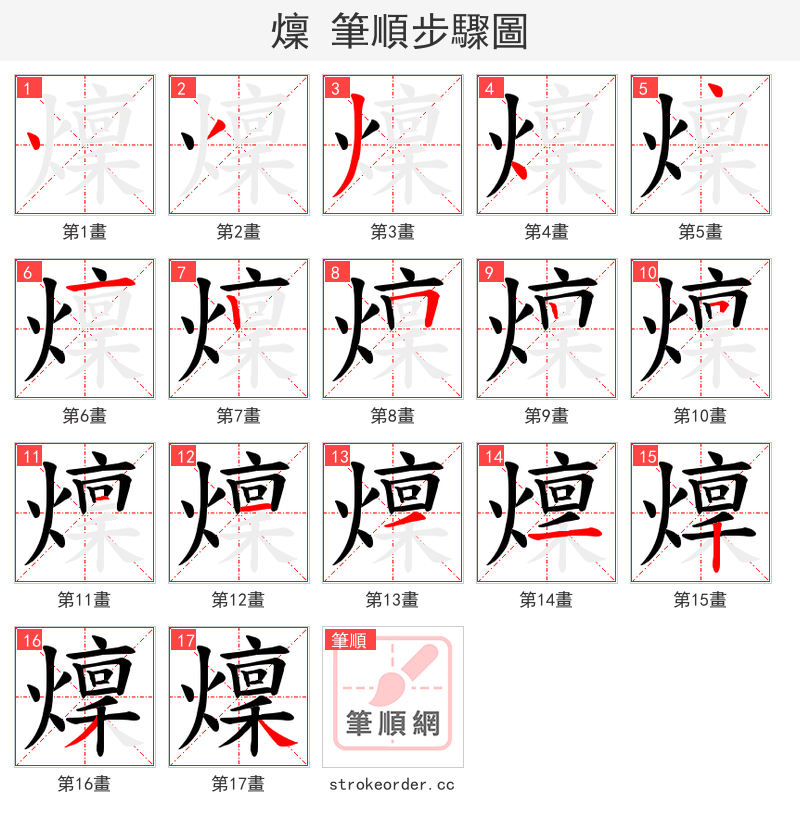 燣 的笔顺分步演示（一笔一画写字）