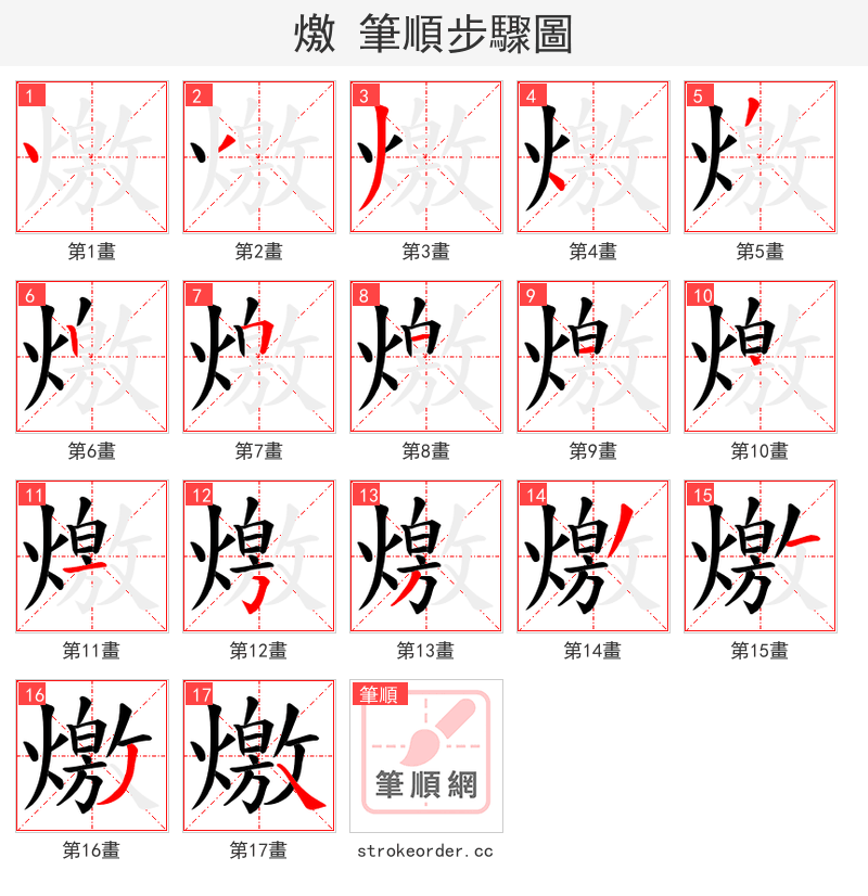 燩 的笔顺分步演示（一笔一画写字）