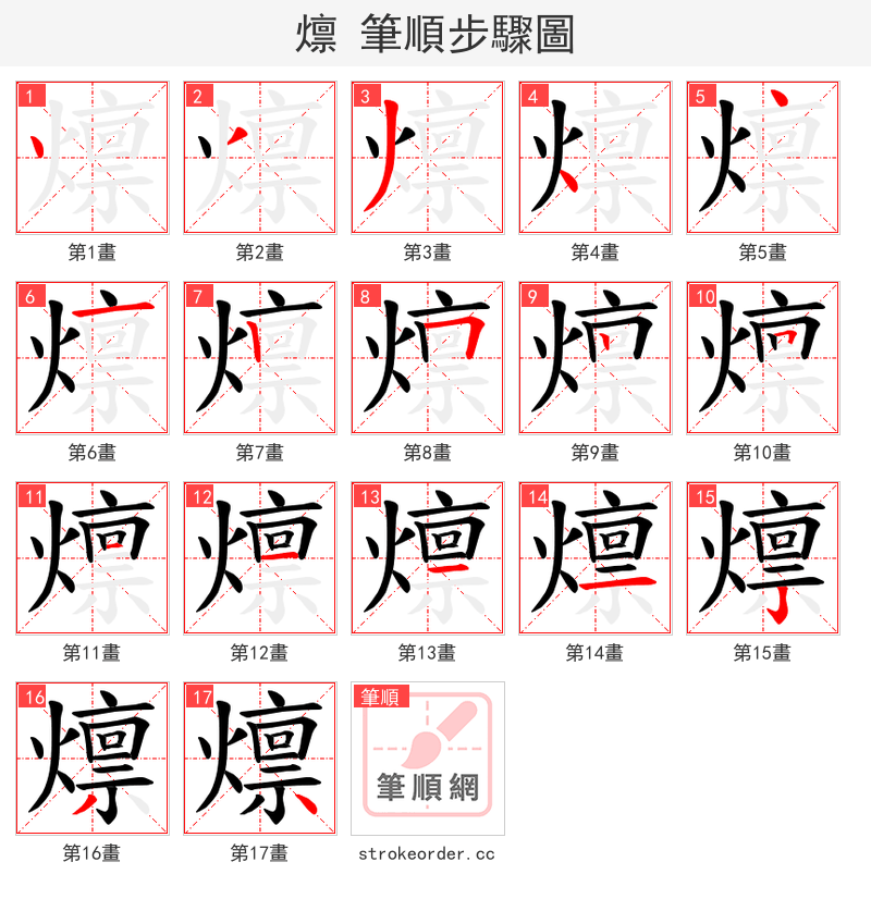 燷 的笔顺分步演示（一笔一画写字）