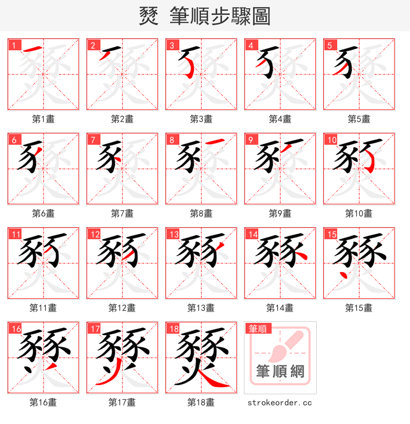 燹 的笔顺分步演示（一笔一画写字）