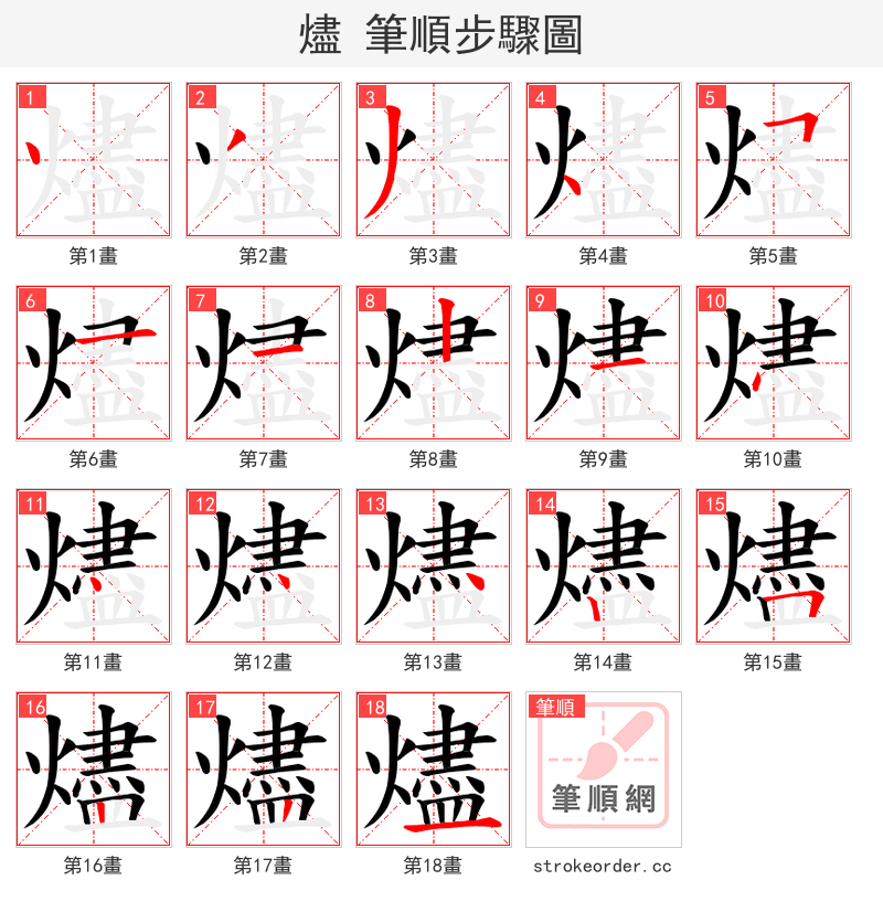 燼 的笔顺分步演示（一笔一画写字）