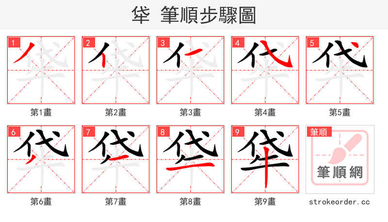牮 的笔顺分步演示（一笔一画写字）
