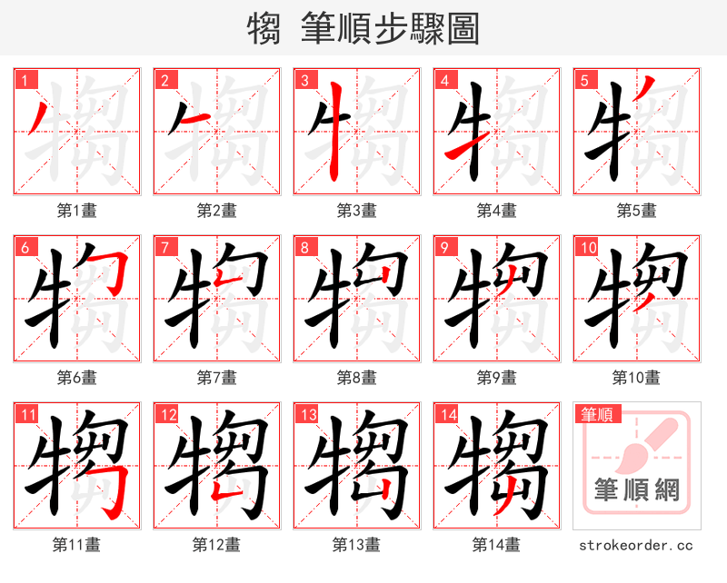 犓 的笔顺分步演示（一笔一画写字）