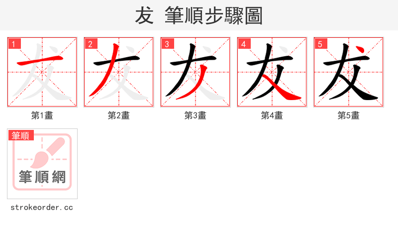 犮 的笔顺分步演示（一笔一画写字）