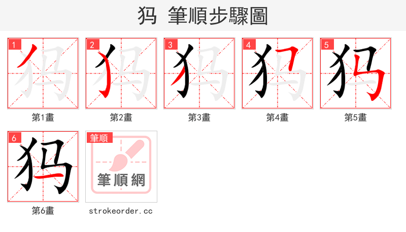 犸 的笔顺分步演示（一笔一画写字）