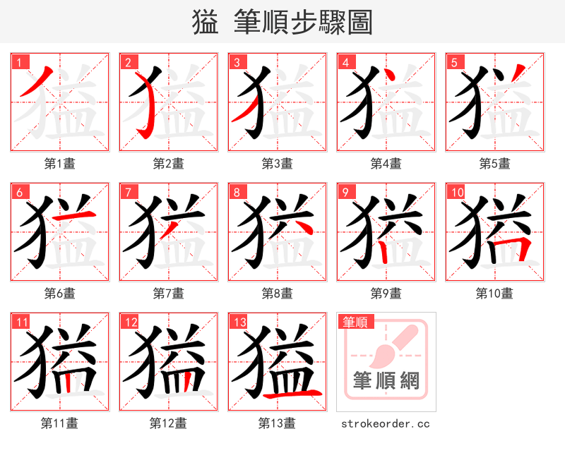 獈 的笔顺分步演示（一笔一画写字）