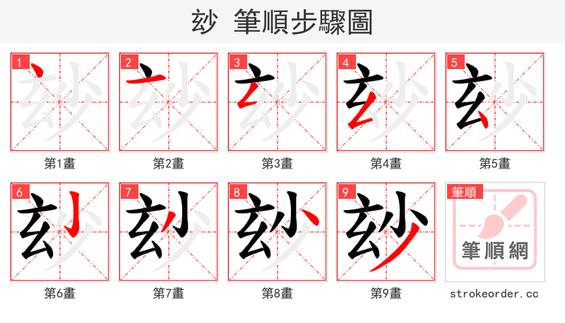 玅 的笔顺分步演示（一笔一画写字）