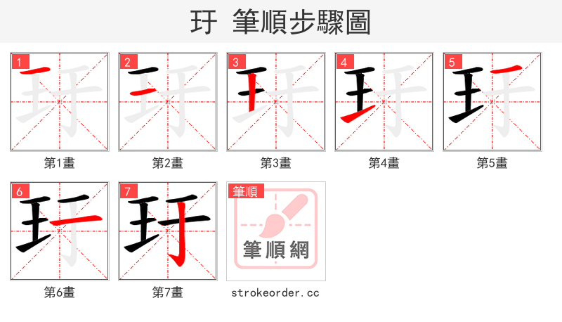 玗 的笔顺分步演示（一笔一画写字）