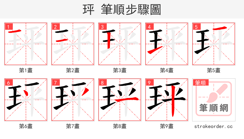 玶 的笔顺分步演示（一笔一画写字）