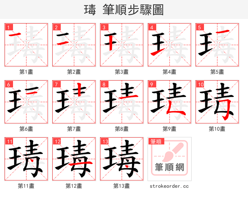 瑇 的笔顺分步演示（一笔一画写字）