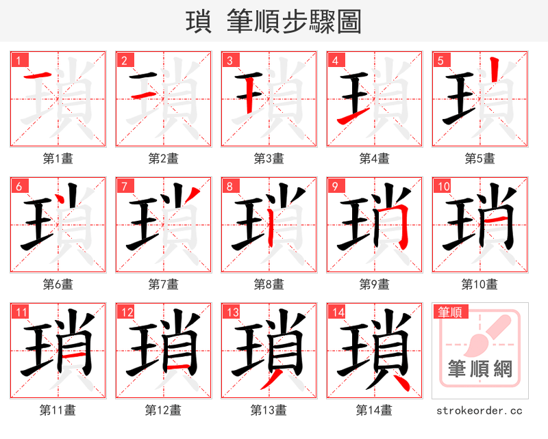 瑣 的笔顺分步演示（一笔一画写字）
