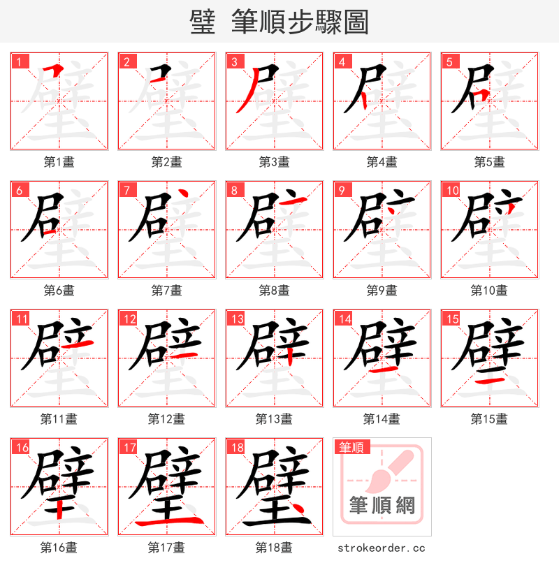 stroke order steps of 璧