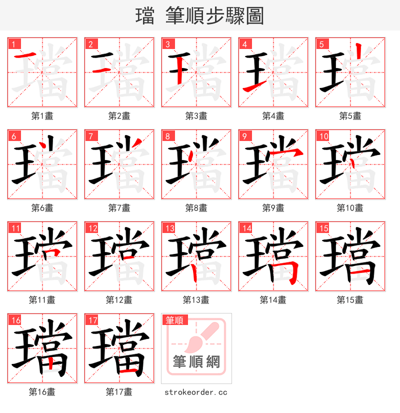 璫 的笔顺分步演示（一笔一画写字）