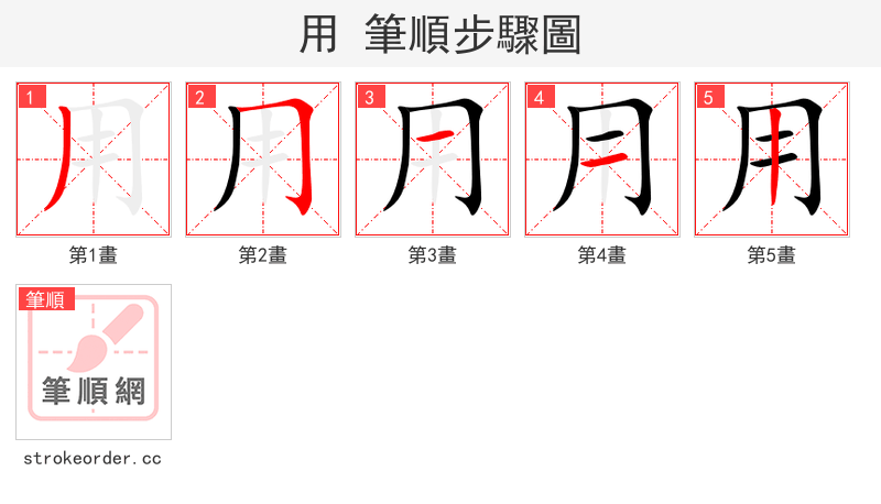 用 的笔顺分步演示（一笔一画写字）