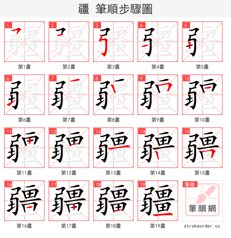 stroke order steps of 疆