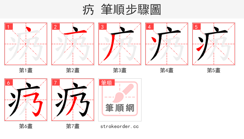 疓 的笔顺分步演示（一笔一画写字）