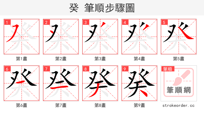癸 的笔顺分步演示（一笔一画写字）