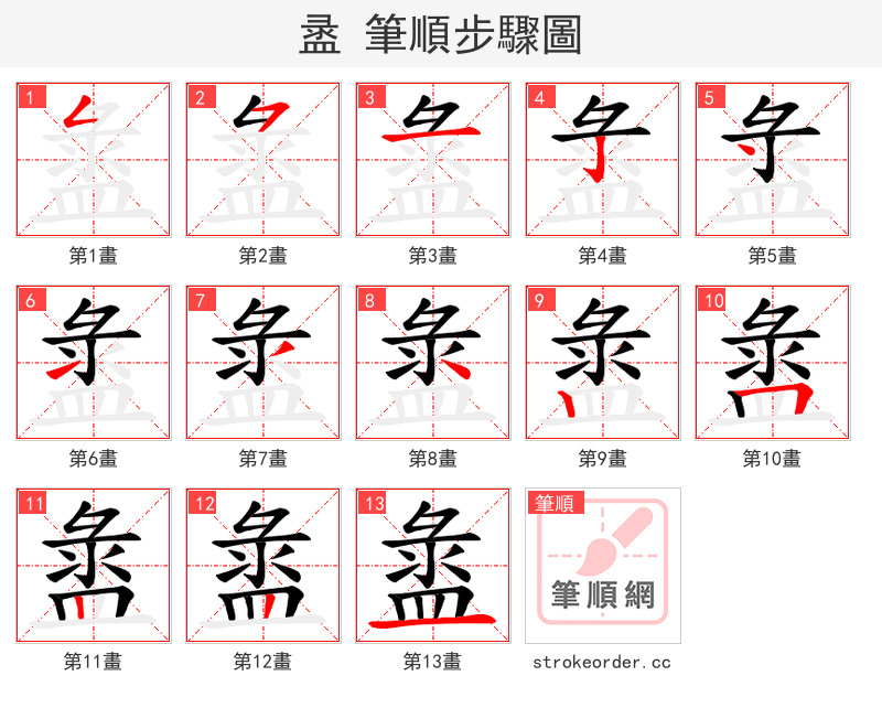 盝 的笔顺分步演示（一笔一画写字）