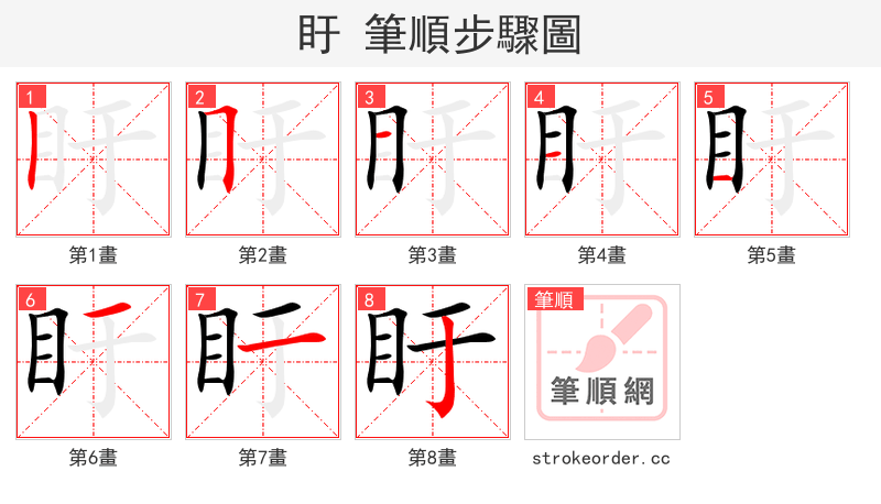 盱 的笔顺分步演示（一笔一画写字）