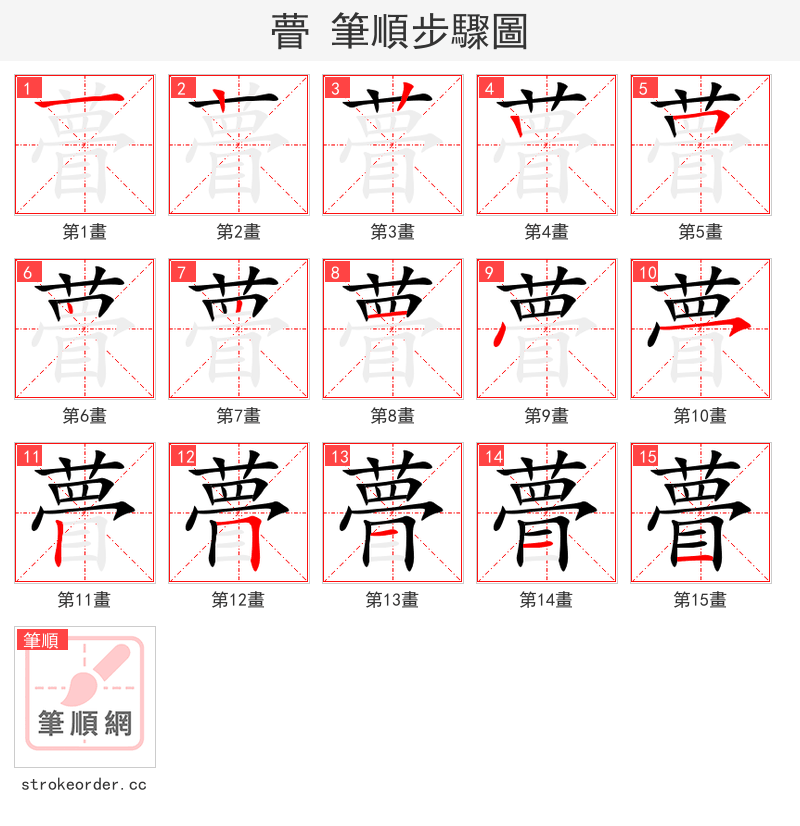 瞢 的笔顺分步演示（一笔一画写字）