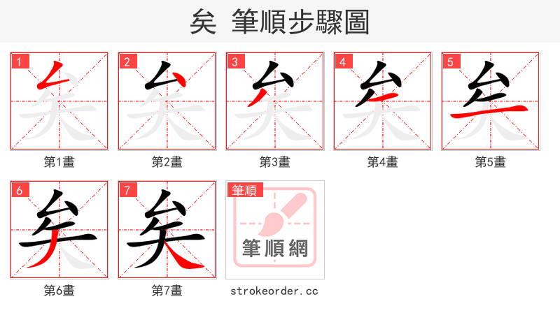 矣 的笔顺分步演示（一笔一画写字）